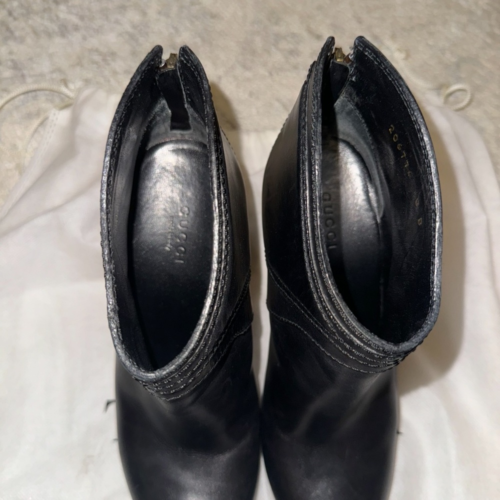 Authentic leather Gucci black Diana Ankle boots Size 8 - Picture 10 of 11